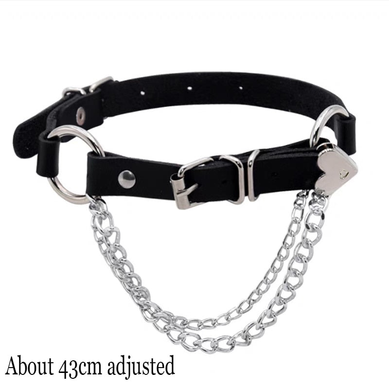 Peris Gems Heart Chain Gothic Harajuku PU Leather Collar Choker Necklaces for Women SHEIN Amazon Temu