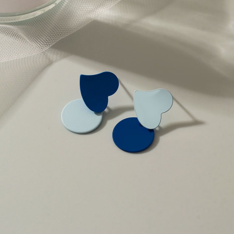 Peris Gems Heart & Circle Klein Blue Earrings for Women | Acrylic Geometric Dangle Earrings SHEIN Amazon Temu