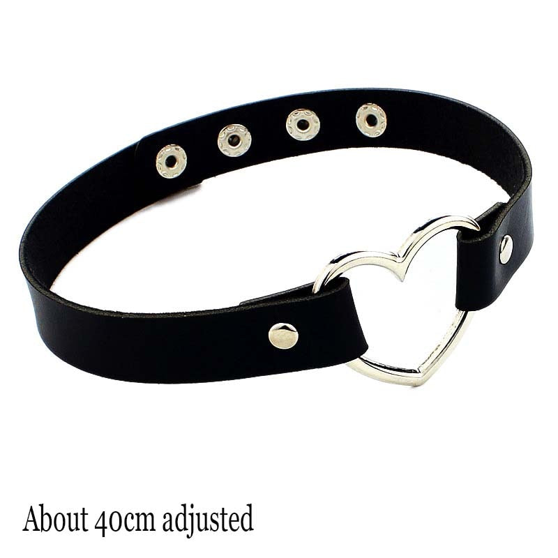 Peris Gems Heart Gothic Harajuku PU Leather Collar Choker Necklaces for Women SHEIN Amazon Temu