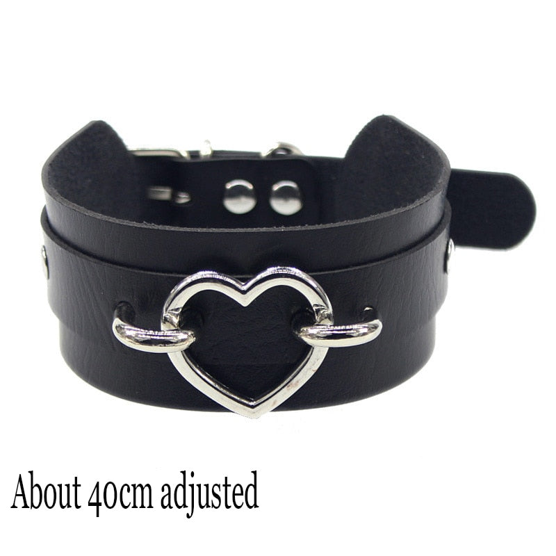 Peris Gems Heart Lock Gothic Harajuku PU Leather Collar Choker Necklaces for Women SHEIN Amazon Temu