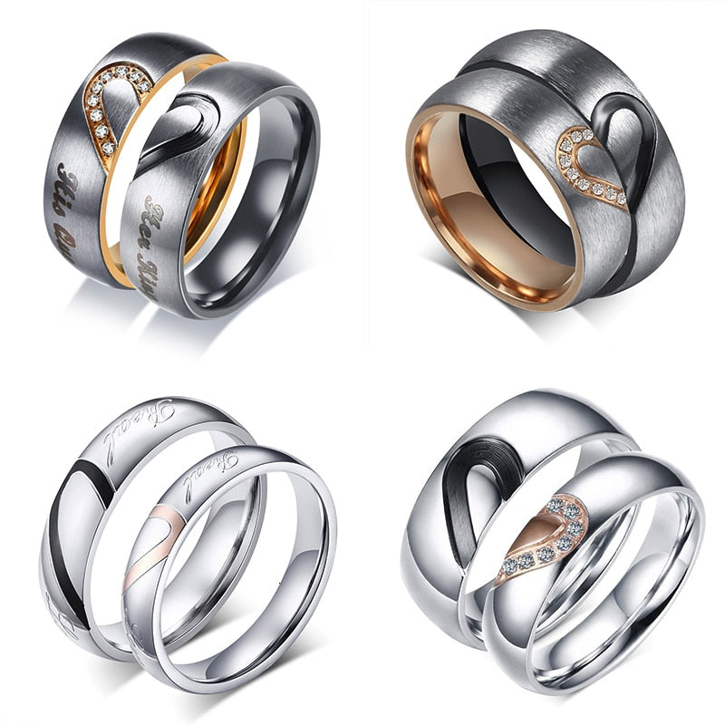 Peris Gems Heart Rings for Couples | Stainless Steel CZ Stone Rings SHEIN Amazon Temu