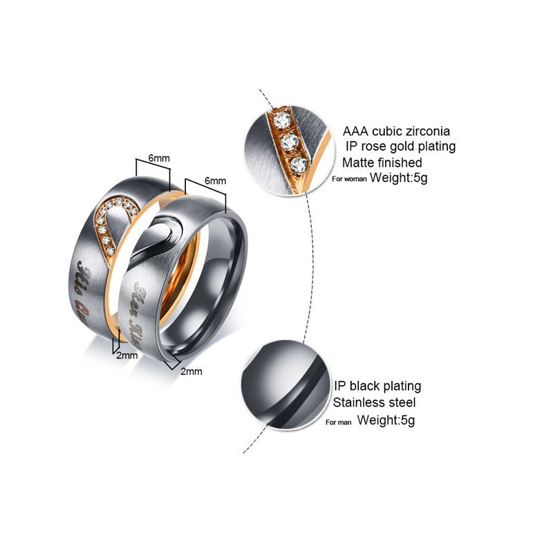 Peris Gems Heart Rings for Couples | Stainless Steel CZ Stone Rings SHEIN Amazon Temu