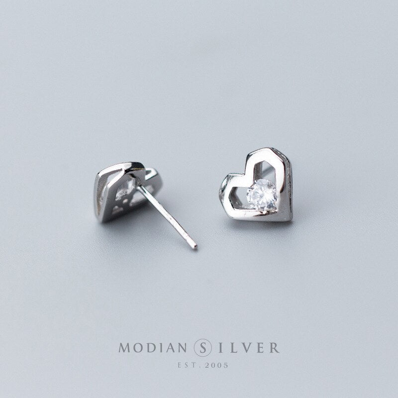 Peris Gems Heart Shaped Diamond Stud Earrings for Women | Sterling Silver Hearted Shaped Diamond Stud Earrings for Women SHEIN Amazon Temu