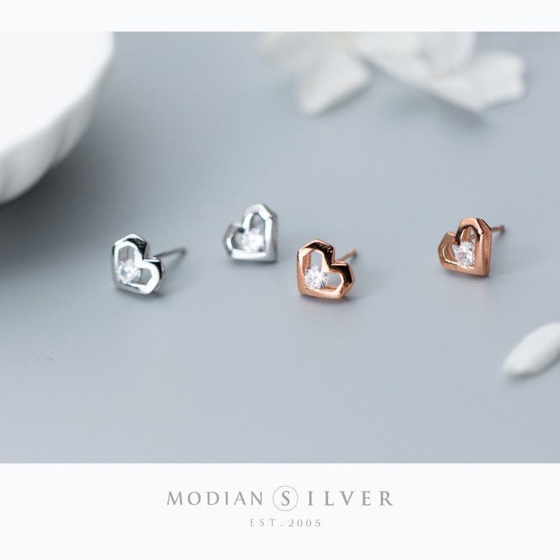 Peris Gems Heart Shaped Diamond Stud Earrings for Women | Sterling Silver Hearted Shaped Diamond Stud Earrings for Women SHEIN Amazon Temu