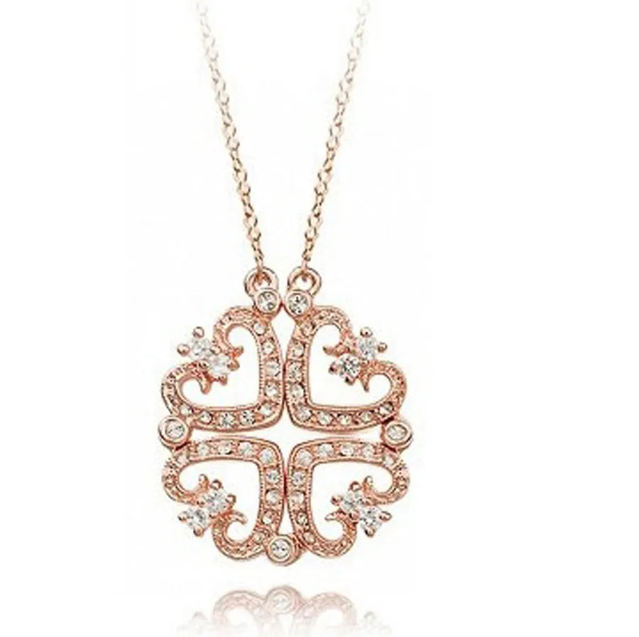 Peris Gems Heart Shaped Folding Four Leaf Clover Necklace for Women SHEIN Amazon Temu