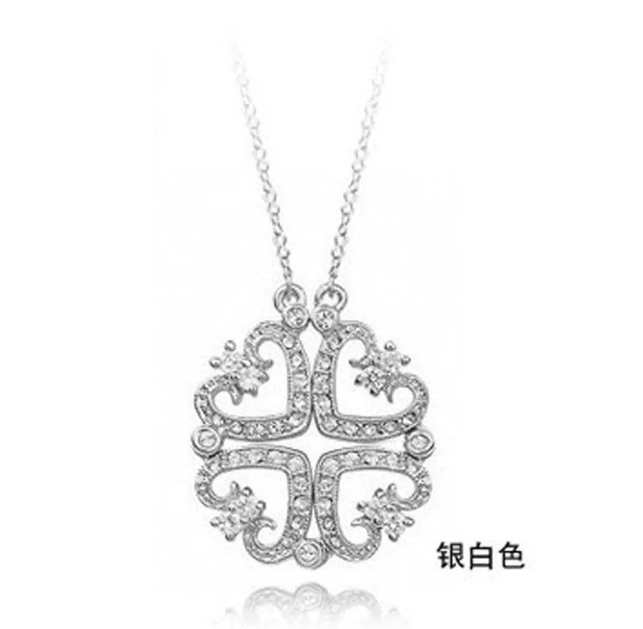 Peris Gems Heart Shaped Folding Four Leaf Clover Necklace for Women SHEIN Amazon Temu