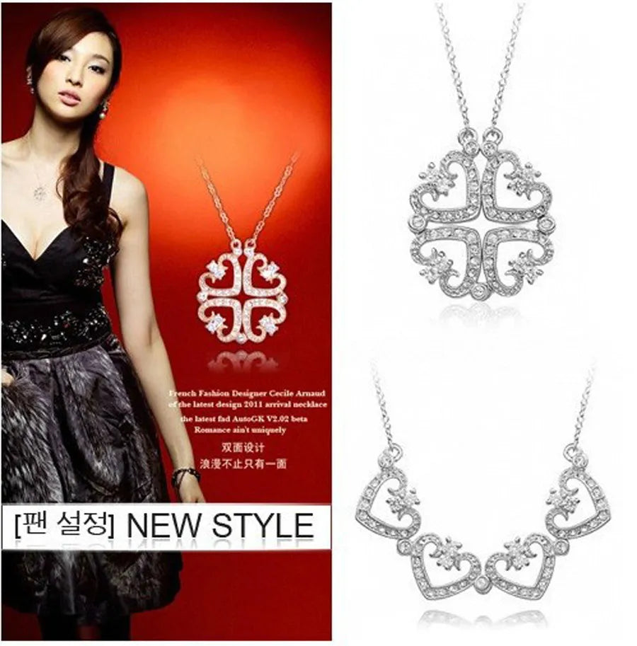 Peris Gems Heart Shaped Folding Four Leaf Clover Necklace for Women SHEIN Amazon Temu