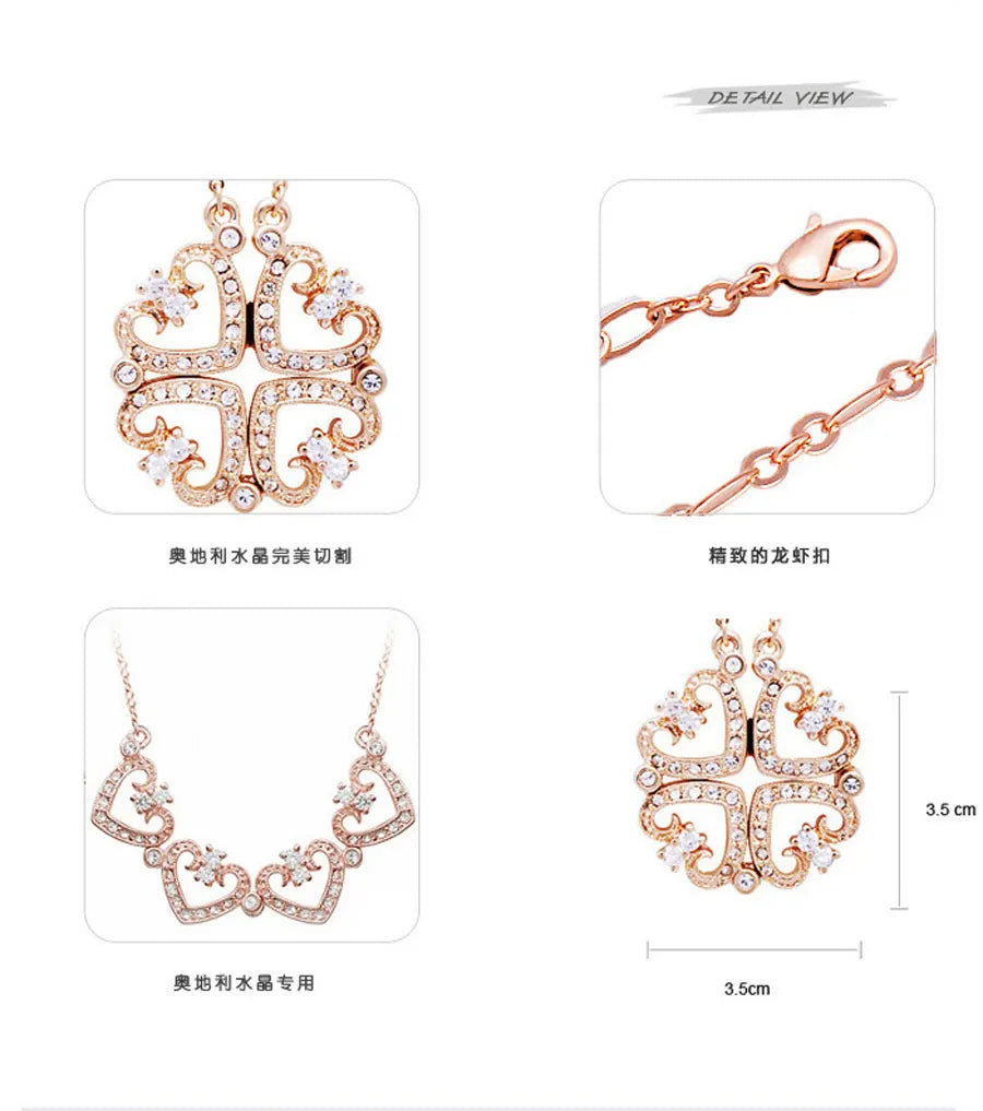 Peris Gems Heart Shaped Folding Four Leaf Clover Necklace for Women SHEIN Amazon Temu