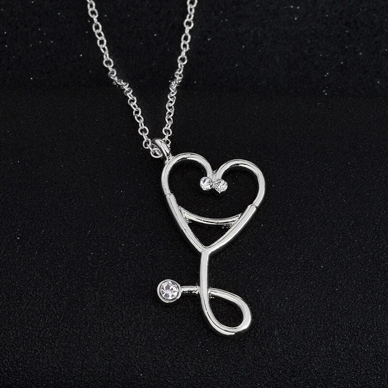 Peris Gems Heart Stethoscope Pendant Necklace Unisex | Doctor Nurse Necklace Gift Heart Stethoscope Pendant Necklace Unisex |Doctor Nurse Gift SHEIN Amazon Temu