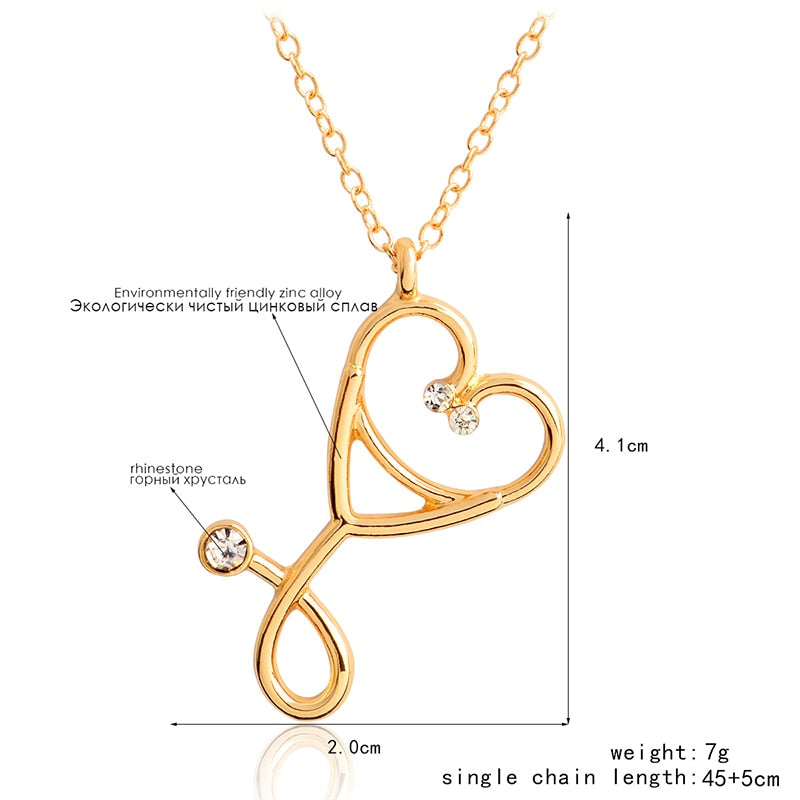Peris Gems Heart Stethoscope Pendant Necklace Unisex | Doctor Nurse Necklace Gift Heart Stethoscope Pendant Necklace Unisex |Doctor Nurse Gift SHEIN Amazon Temu