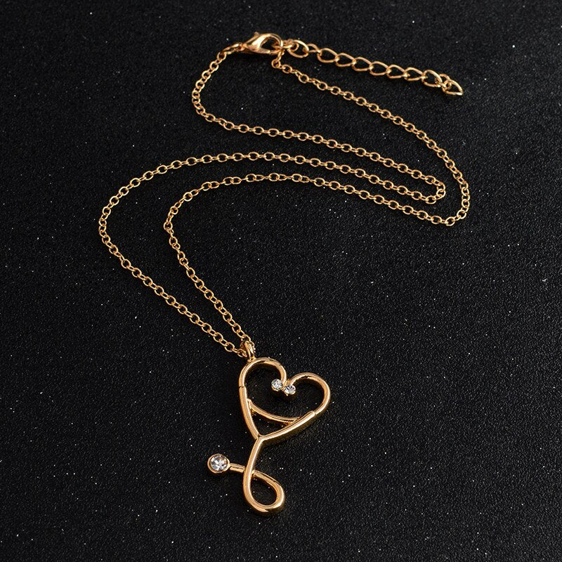 Peris Gems Heart Stethoscope Pendant Necklace Unisex | Doctor Nurse Necklace Gift Heart Stethoscope Pendant Necklace Unisex |Doctor Nurse Gift SHEIN Amazon Temu