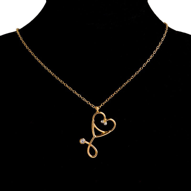 Peris Gems Heart Stethoscope Pendant Necklace Unisex | Doctor Nurse Necklace Gift Heart Stethoscope Pendant Necklace Unisex |Doctor Nurse Gift SHEIN Amazon Temu