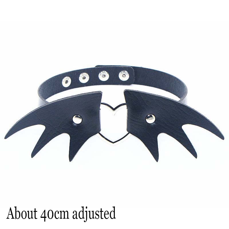 Peris Gems Heart Wing Gothic Harajuku PU Leather Collar Choker Necklaces for Women SHEIN Amazon Temu