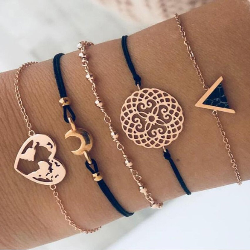 Peris Gems Heart World Set Bohemian Style 5pc Rope Charm Bracelet Sets for Women SHEIN Amazon Temu