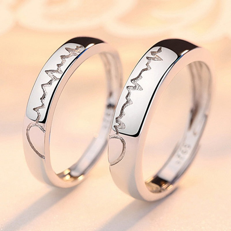 Peris Gems Heartbeat Matching Heart Couple Rings Set | Forever Endless Love Wedding Jewelry SHEIN Amazon Temu