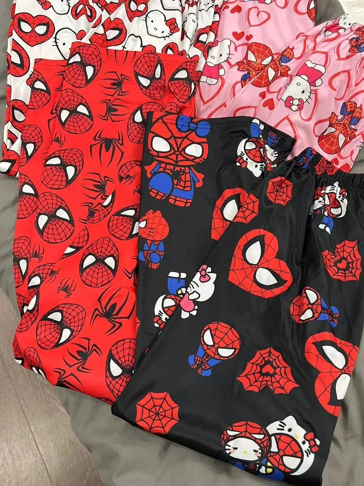 Peris Gems Hello Kitty Spider-Man anime pajama Pants Y2K cartoon loose slacks Family clothing Couple pants Girl gift Hello Kitty Spider-Man anime pajama Pants Y2K cartoon loose slacks Family clothing Couple pants Girl gift SHEIN Amazon Temu