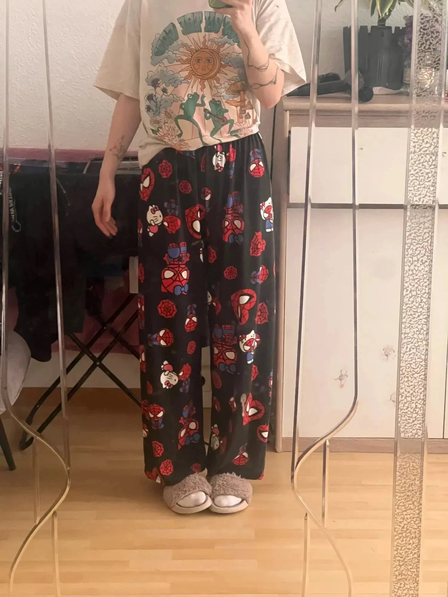 Peris Gems Hello Kitty Spider-Man anime pajama Pants Y2K cartoon loose slacks Family clothing Couple pants Girl gift Hello Kitty Spider-Man anime pajama Pants Y2K cartoon loose slacks Family clothing Couple pants Girl gift SHEIN Amazon Temu