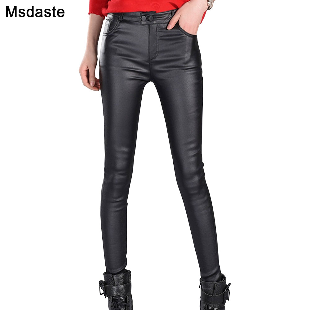 Peris Gems High Waist Faux Leather Pants for Women | Slim Leather Pant Leggings High Waist Faux Leather Pants for Women | Slim Leather Pant SHEIN Amazon Temu