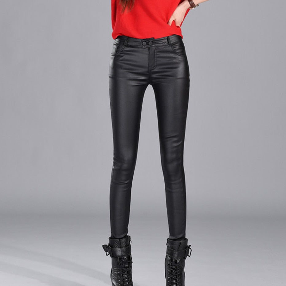 Peris Gems High Waist Faux Leather Pants for Women | Slim Leather Pant Leggings High Waist Faux Leather Pants for Women | Slim Leather Pant SHEIN Amazon Temu