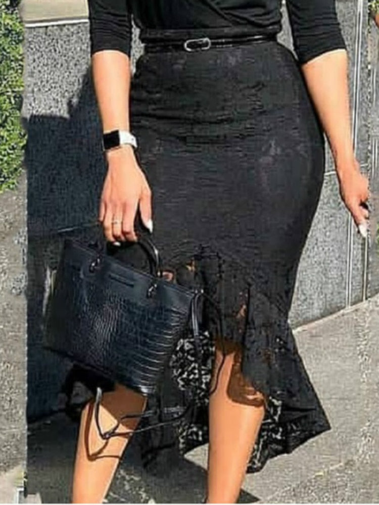 Peris Gems High Waist Lace Midi Skirt for Women | Modest Midi Skirts SHEIN Amazon Temu
