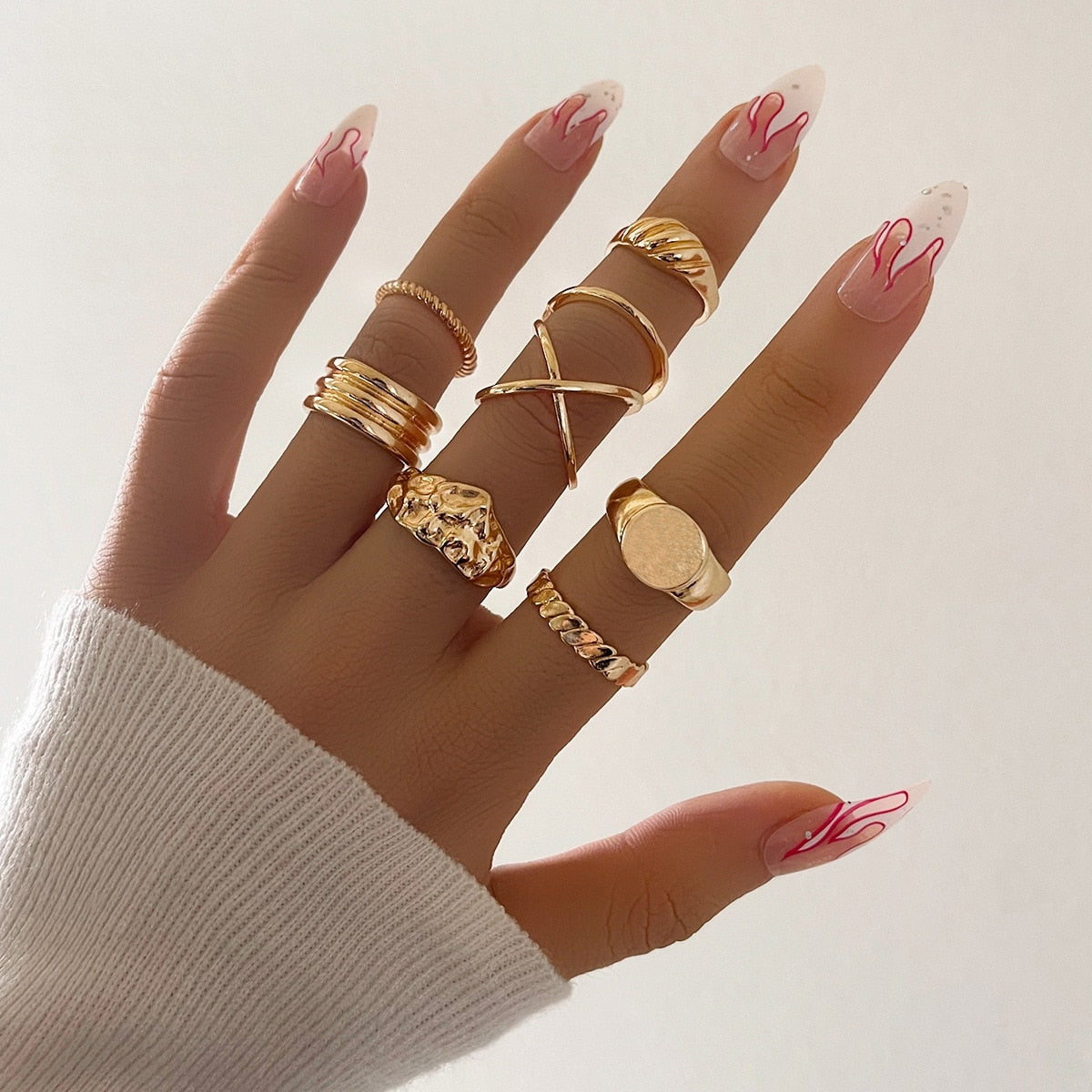 Peris Gems HJJ1221 Neo Gothic 14pc Silver Adjustable Rings Set for Women SHEIN Amazon Temu