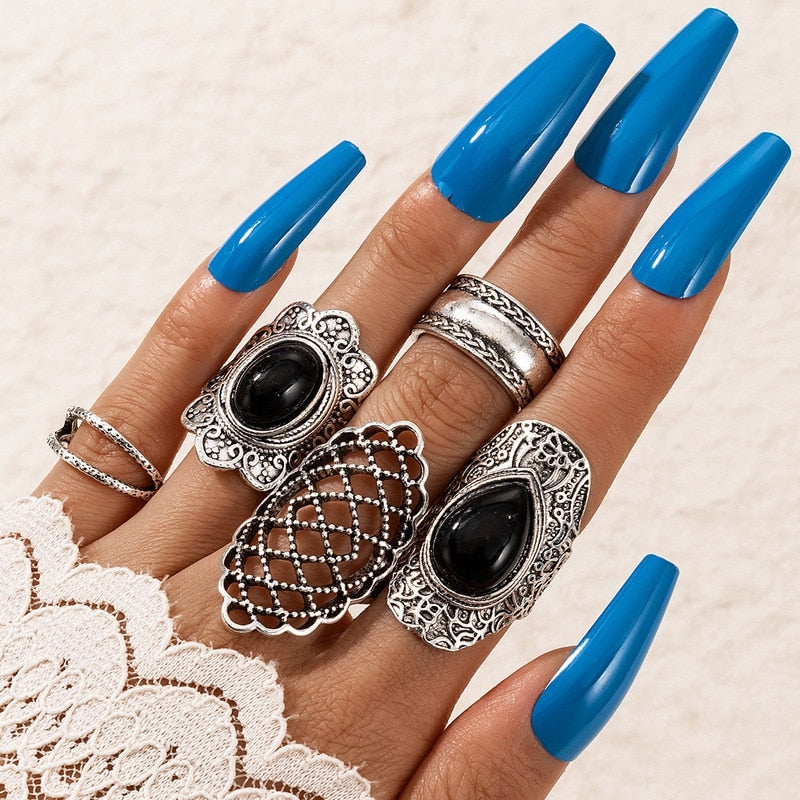 Peris Gems HJJ1310 Neo Gothic 14pc Silver Adjustable Rings Set for Women SHEIN Amazon Temu