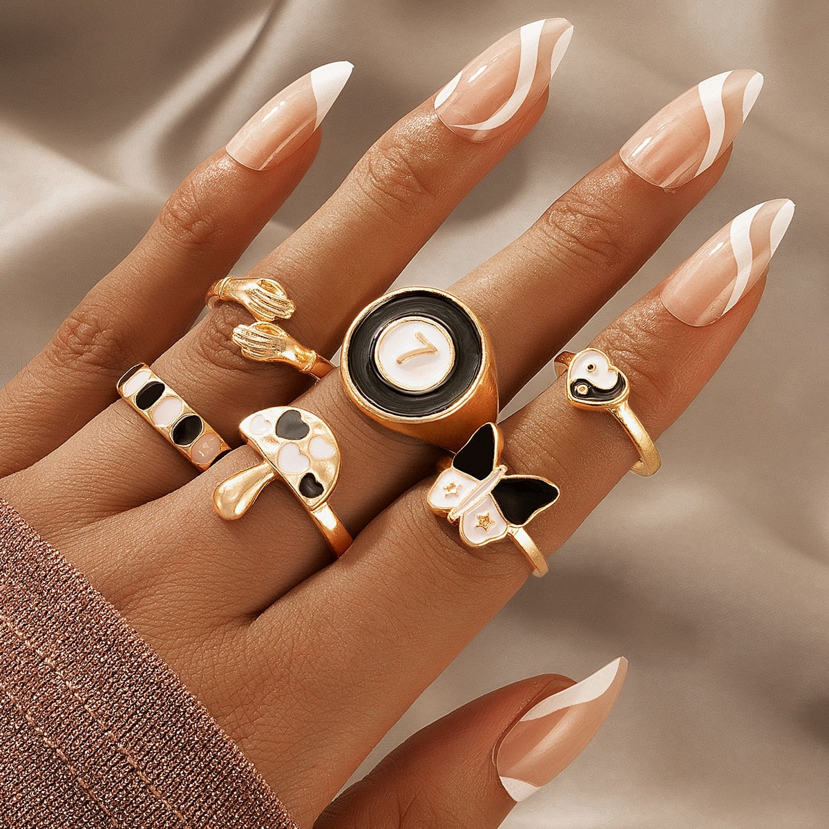Peris Gems HJJ1403 Neo Gothic 14pc Silver Adjustable Rings Set for Women SHEIN Amazon Temu