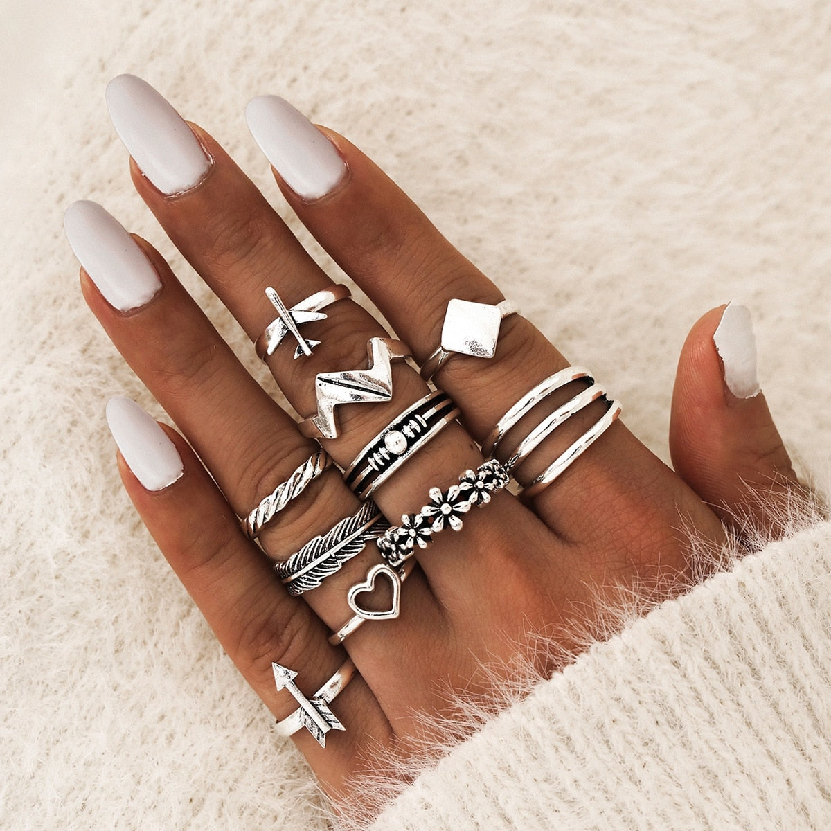Peris Gems HJJ363 Neo Gothic 14pc Silver Adjustable Rings Set for Women SHEIN Amazon Temu