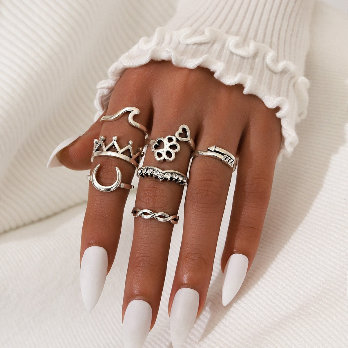 Peris Gems HJJ372 Neo Gothic 14pc Silver Adjustable Rings Set for Women SHEIN Amazon Temu