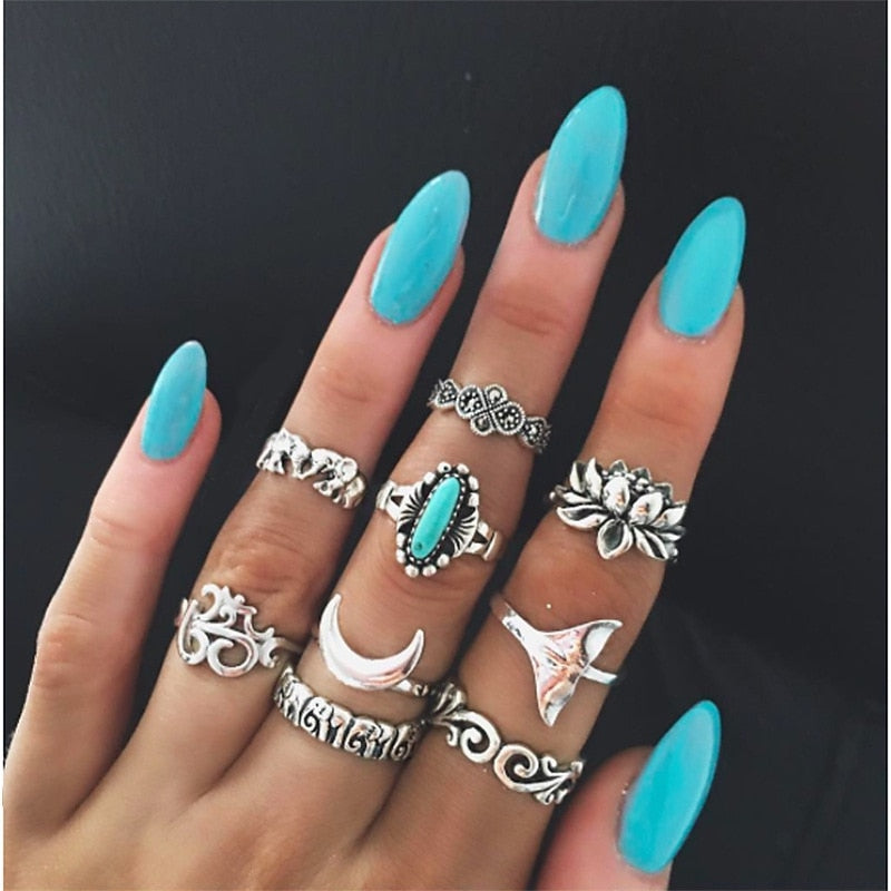 Peris Gems HJJ446 Neo Gothic 14pc Silver Adjustable Rings Set for Women SHEIN Amazon Temu