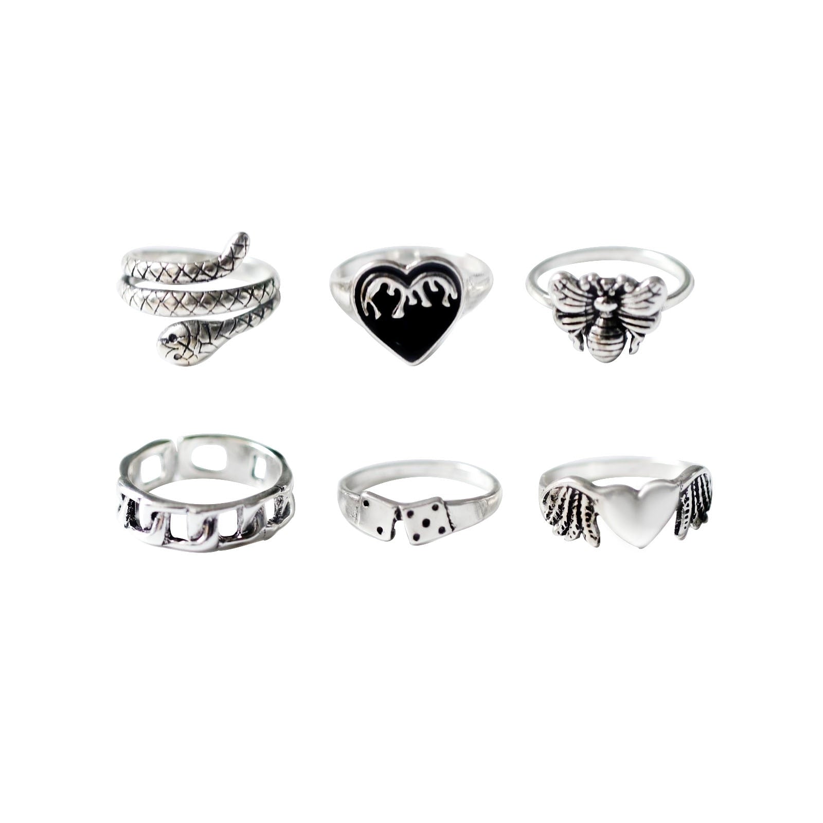 Peris Gems HJJ619 Neo Gothic 14pc Silver Adjustable Rings Set for Women SHEIN Amazon Temu