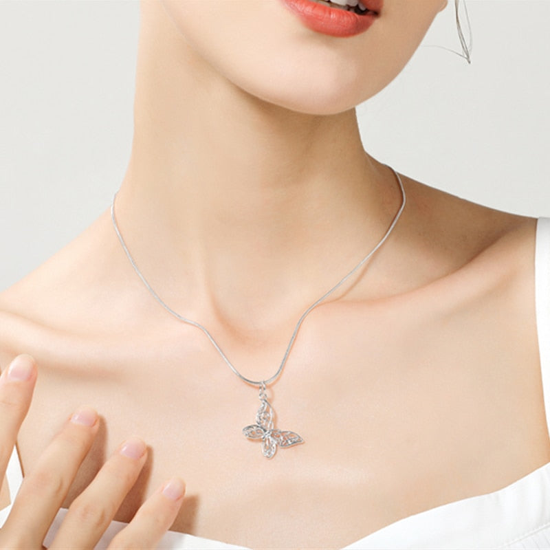 Peris Gems Hollow Butterfly Necklace for Women | Sterling Silver Necklace for Women Cute Butterfly SHEIN Amazon Temu