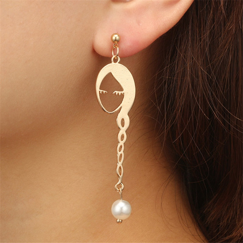 Peris Gems Hollow Gold Face Earrings for Women | Gold Geometric Earrings Hollow Gold Face Earrings for Women | Gold Geometric Earring SHEIN Amazon Temu