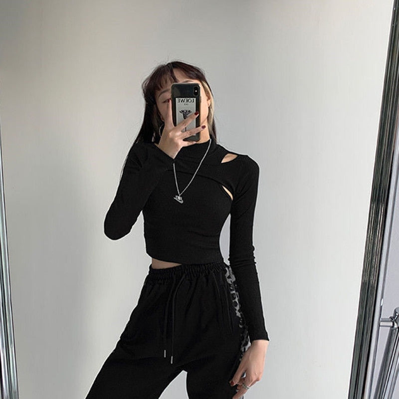 Peris Gems Hollow Knitted Crop Tops for Women | Fake 2pc Long Sleeve Shirt Hollow Knitted Crop Tops for Women | Fake 2pc Long Sleeve SHEIN Amazon Temu