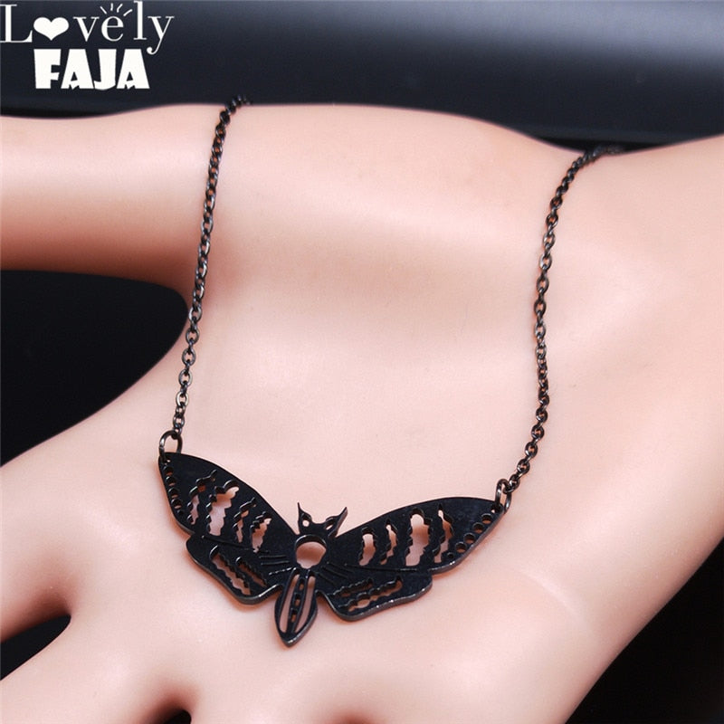 Peris Gems Hollow Moth Necklaces Unisex | Gold Stainless Steel SHEIN Amazon Temu