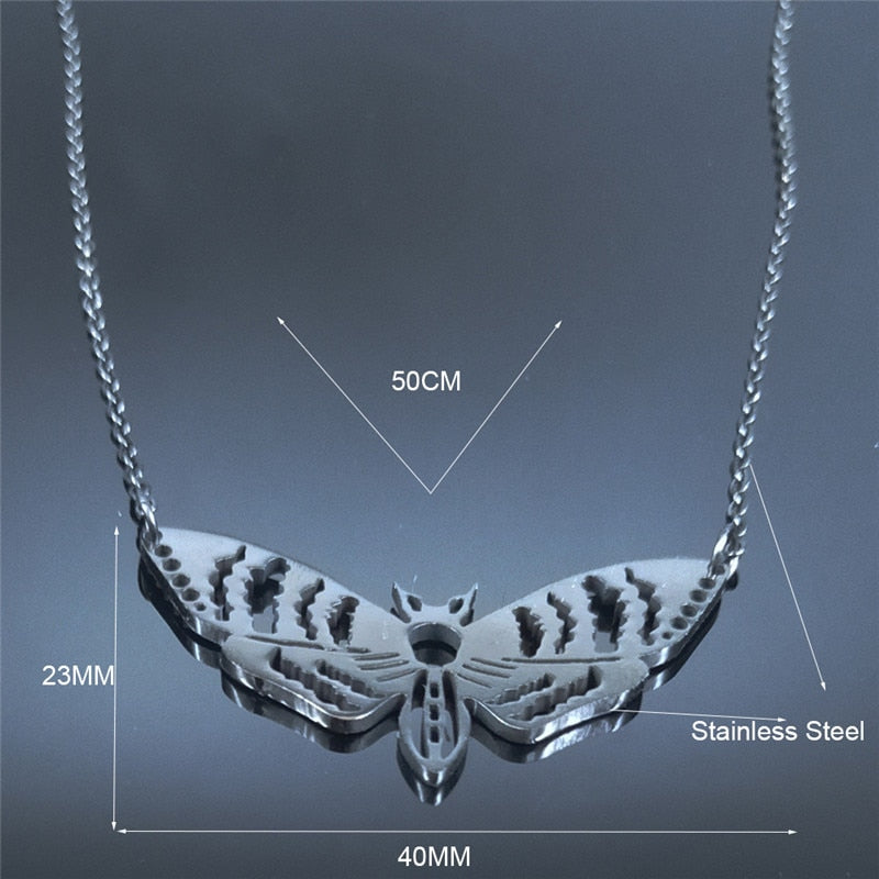 Peris Gems Hollow Moth Necklaces Unisex | Gold Stainless Steel SHEIN Amazon Temu