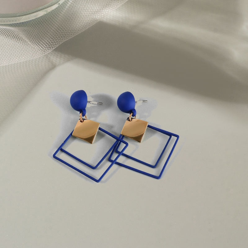 Peris Gems Hollow Squares Klein Blue Earrings for Women | Acrylic Geometric Dangle Earrings SHEIN Amazon Temu