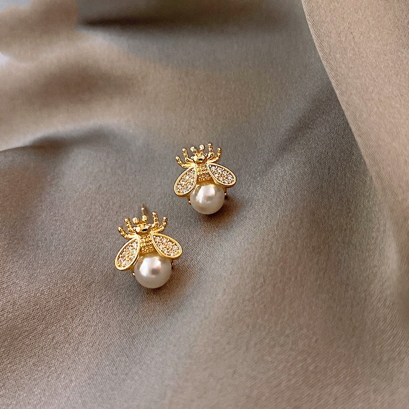 Peris Gems Honeybee Pearl Earrings for Women | Gold Stud Earrings SHEIN Amazon Temu