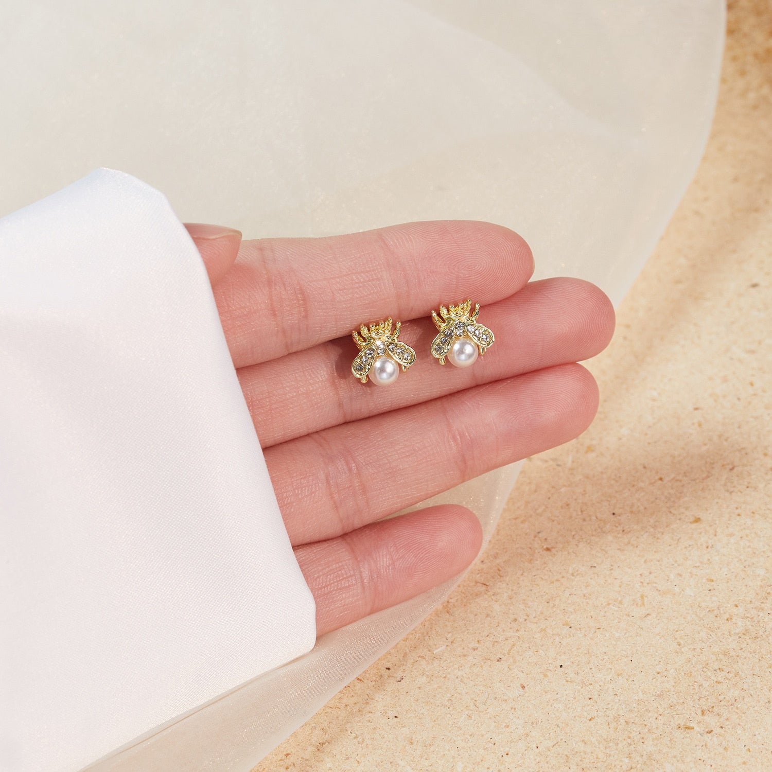 Peris Gems Honeybee Pearl Earrings for Women | Gold Stud Earrings SHEIN Amazon Temu