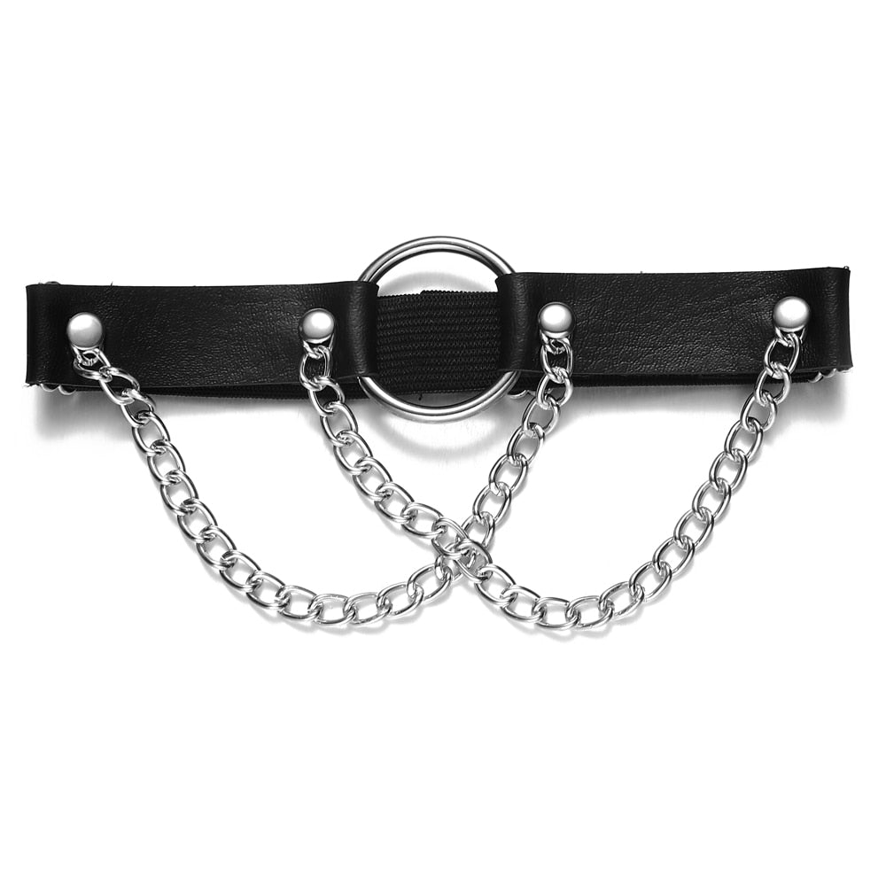 Peris Gems Hoop with Chains Elastic Leather Thigh Garters - Gothic Thigh Garter with Spikes and Chains SHEIN Amazon Temu