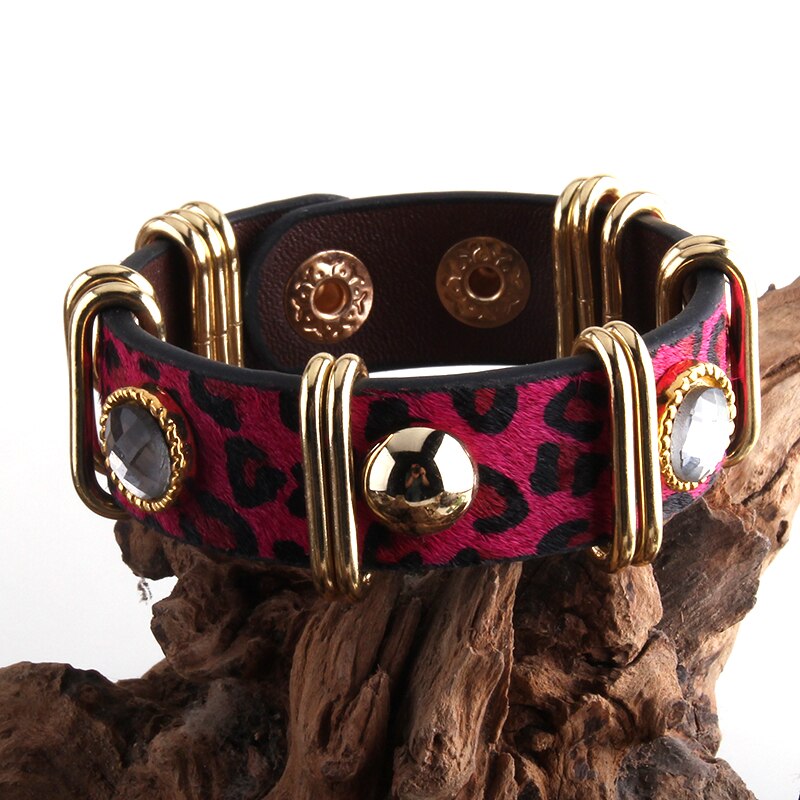 Peris Gems hot pink / 20cm Boho Leopard Print Leather Bracelets for Women SHEIN Amazon Temu