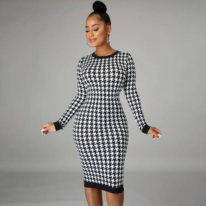 Peris Gems Houndstooth Print Women Long Sleeve Midi Dress Hollow Out Bodycon Sexy Streetwear 2022 Autumn Winter Club Elegant Slim Houndstooth Print Women Long Sleeve Midi Dress Hollow Out Bodycon Sexy Streetwear 2022 Autumn Winter Club Elegant Slim SHEIN Amazon Temu
