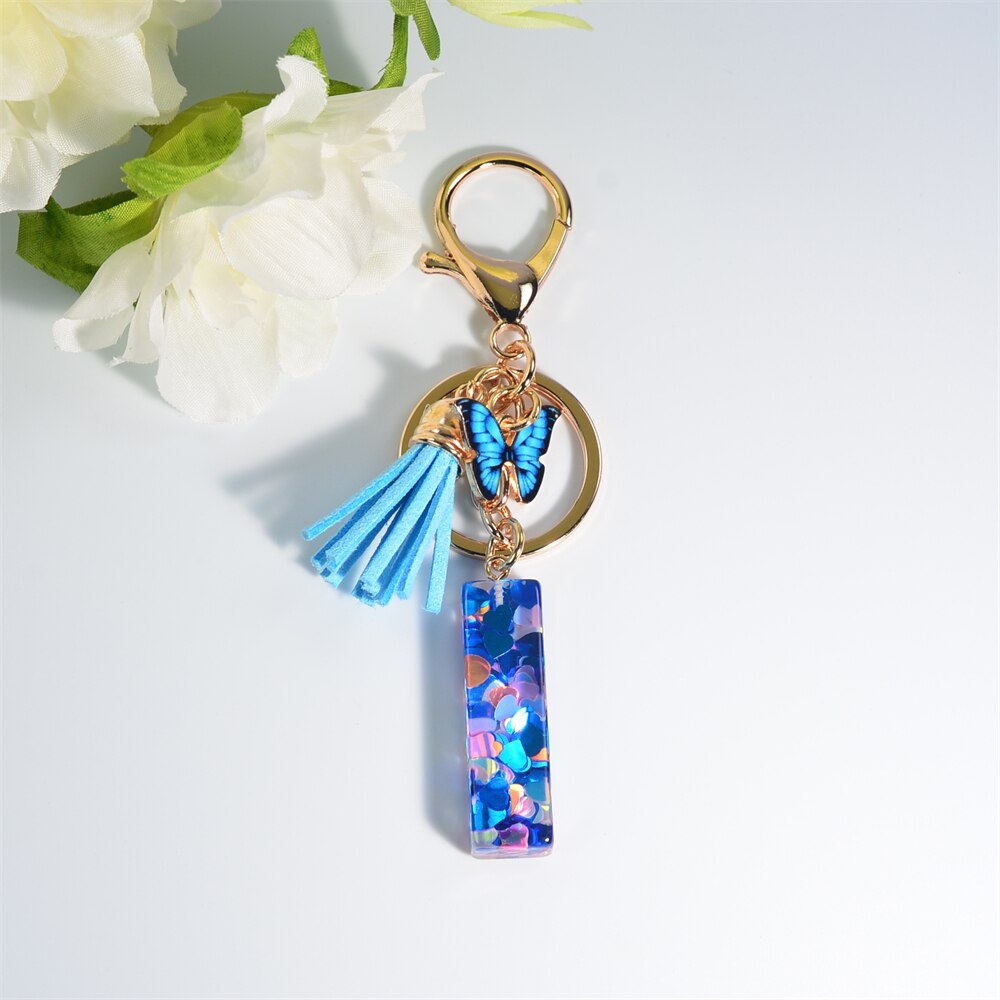 Peris Gems I Blue Acrylic Letter and Butterfly Keychain | Initial Keychains Blue Acrylic Letter and Butterfly Keychain Initial Keychains SHEIN Amazon Temu