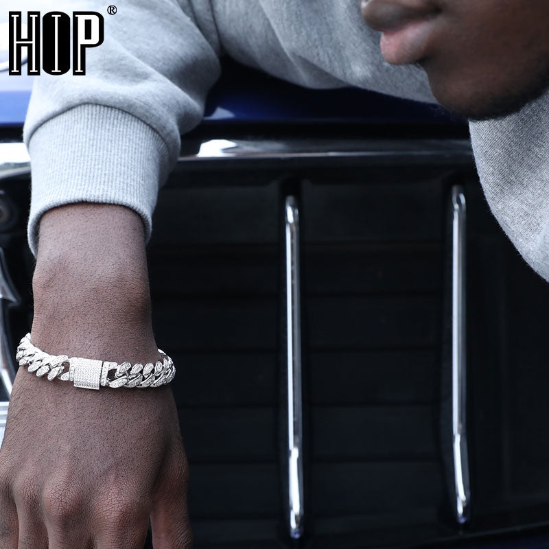 Peris Gems Iced Out 12MM Big Box Buckle Cuban Chain Bracelets for Men | Rapper Bracelet Iced Out 12MM Big Box Buckle Cuban Chain Bracelets for Men SHEIN Amazon Temu
