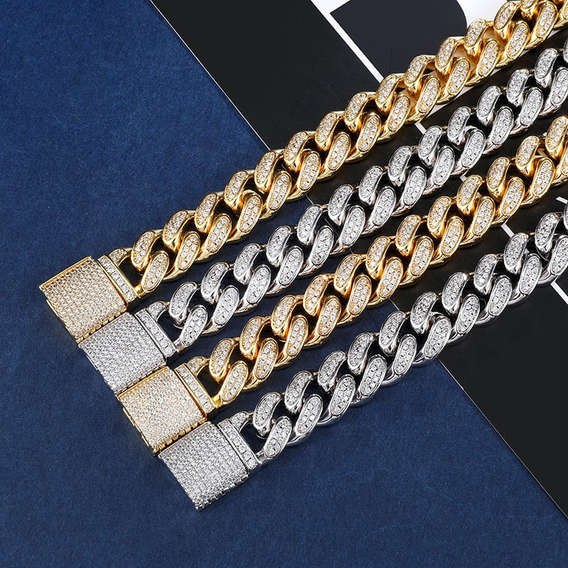 Peris Gems Iced Out 12MM Big Box Buckle Cuban Chain Bracelets for Men | Rapper Bracelet Iced Out 12MM Big Box Buckle Cuban Chain Bracelets for Men SHEIN Amazon Temu