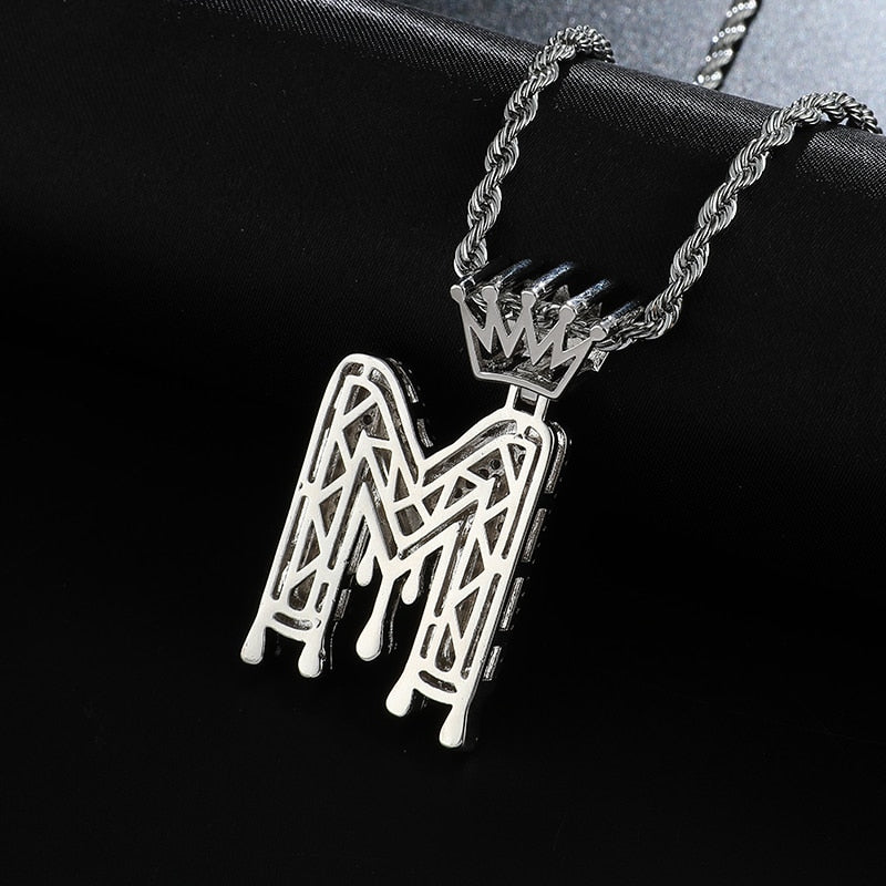 Peris Gems Icy Dripping Diamond A-Z Crown Initial Pendant Necklaces Unisex Icy Dripping Diamond A-Z Crown Initial Pendant Necklaces SHEIN Amazon Temu