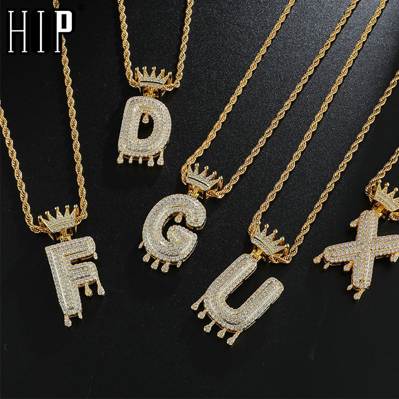 Peris Gems Icy Dripping Diamond A-Z Crown Initial Pendant Necklaces Unisex Icy Dripping Diamond A-Z Crown Initial Pendant Necklaces SHEIN Amazon Temu