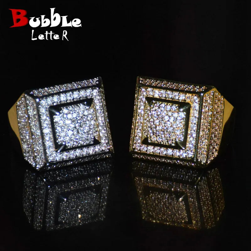 Peris Gems Icy Full Diamond Square Signet Hip Hop Rings Unisex SHEIN Amazon Temu