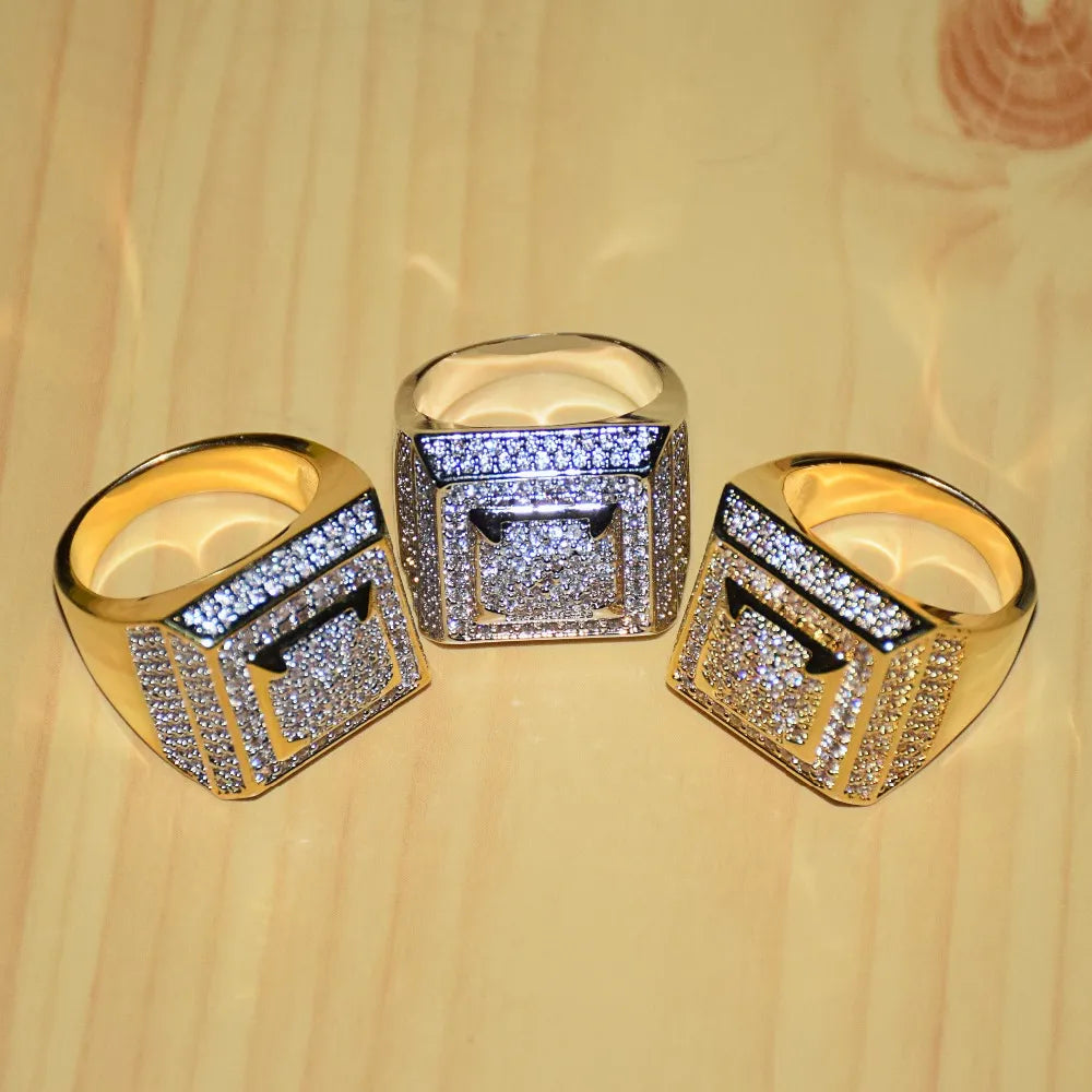 Peris Gems Icy Full Diamond Square Signet Hip Hop Rings Unisex SHEIN Amazon Temu