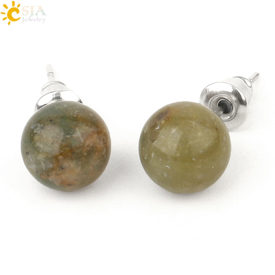 Peris Gems Indian Agate Round 8mm Natural Quartz Stud Earrings for Women SHEIN Amazon Temu